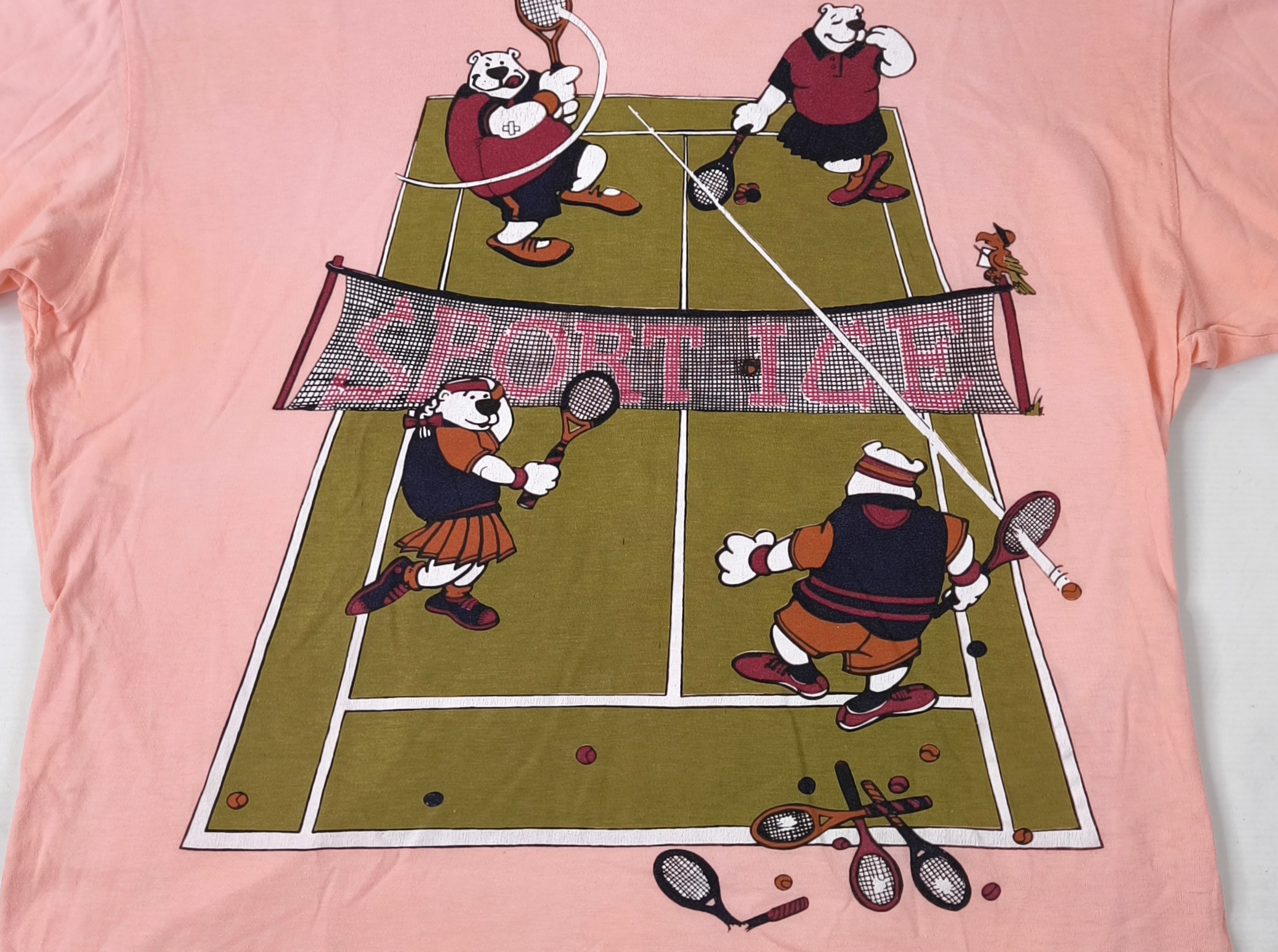 Iceberg T-Shirt Sport Ice mit Logo Print Tennis Gr. L Italy vintage 90s rosa