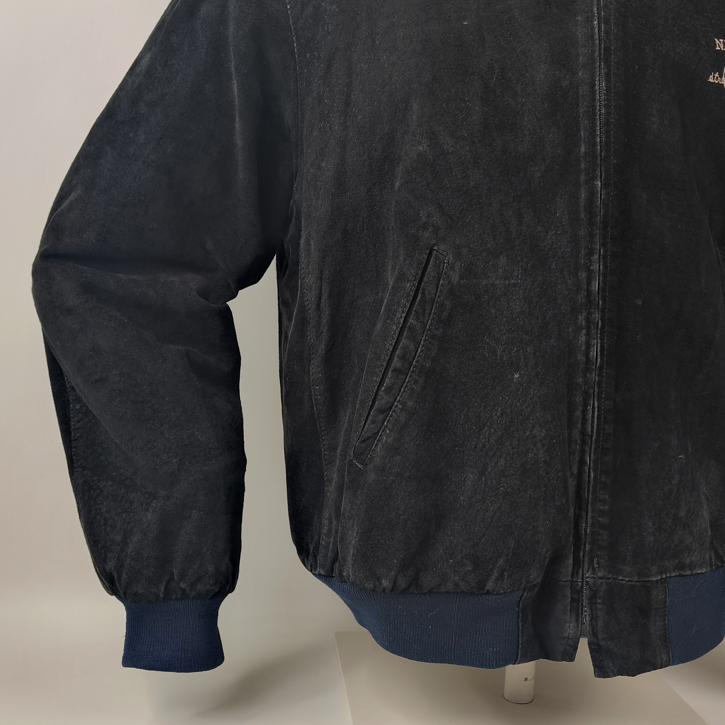 Naf Naf Lederjacke schwarz Gr. T2 (L) New Style Wildleder vintage 80`s / 90`s