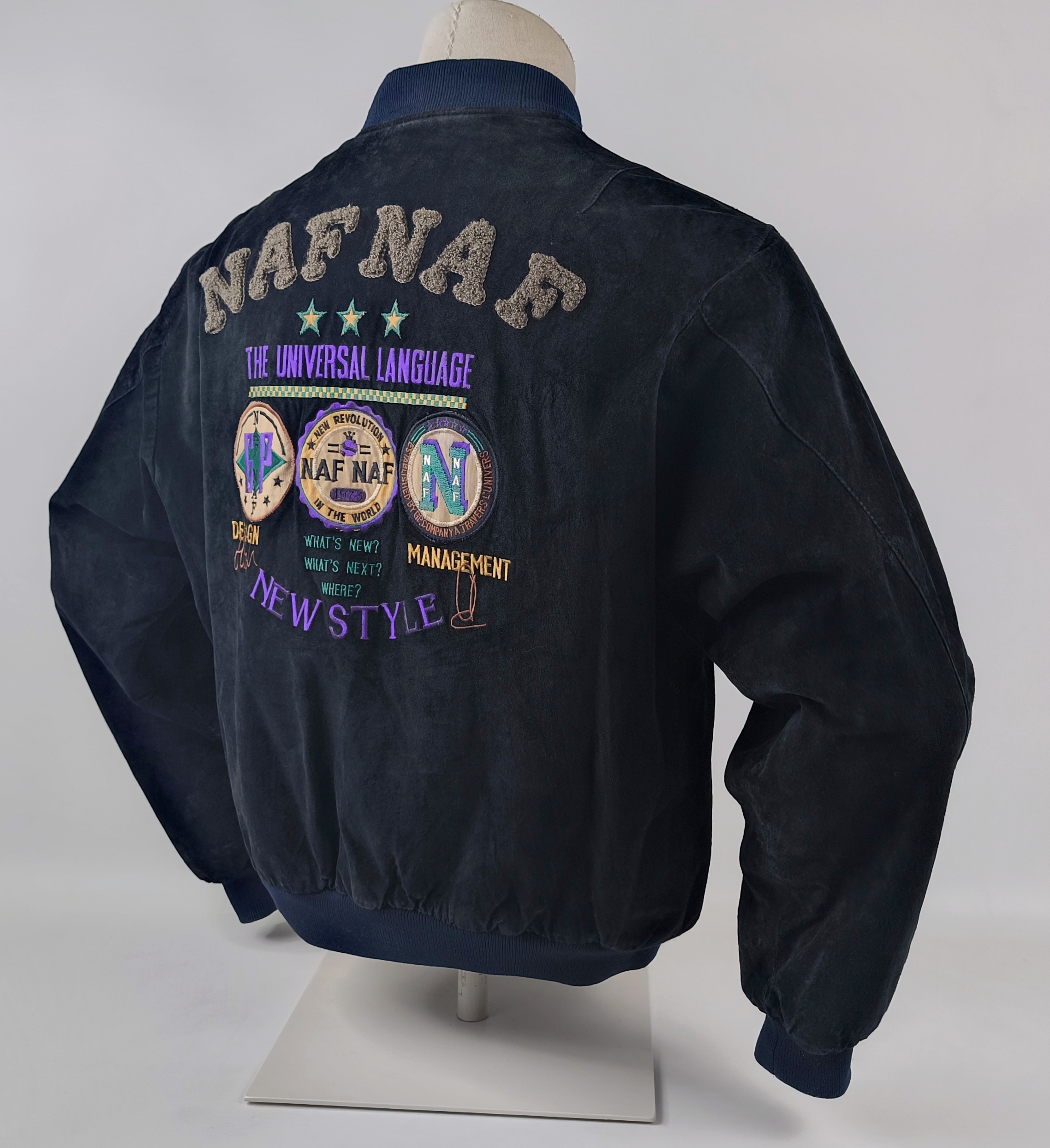 Naf Naf Lederjacke schwarz Gr. T2 (L) New Style Wildleder vintage 80`s / 90`s