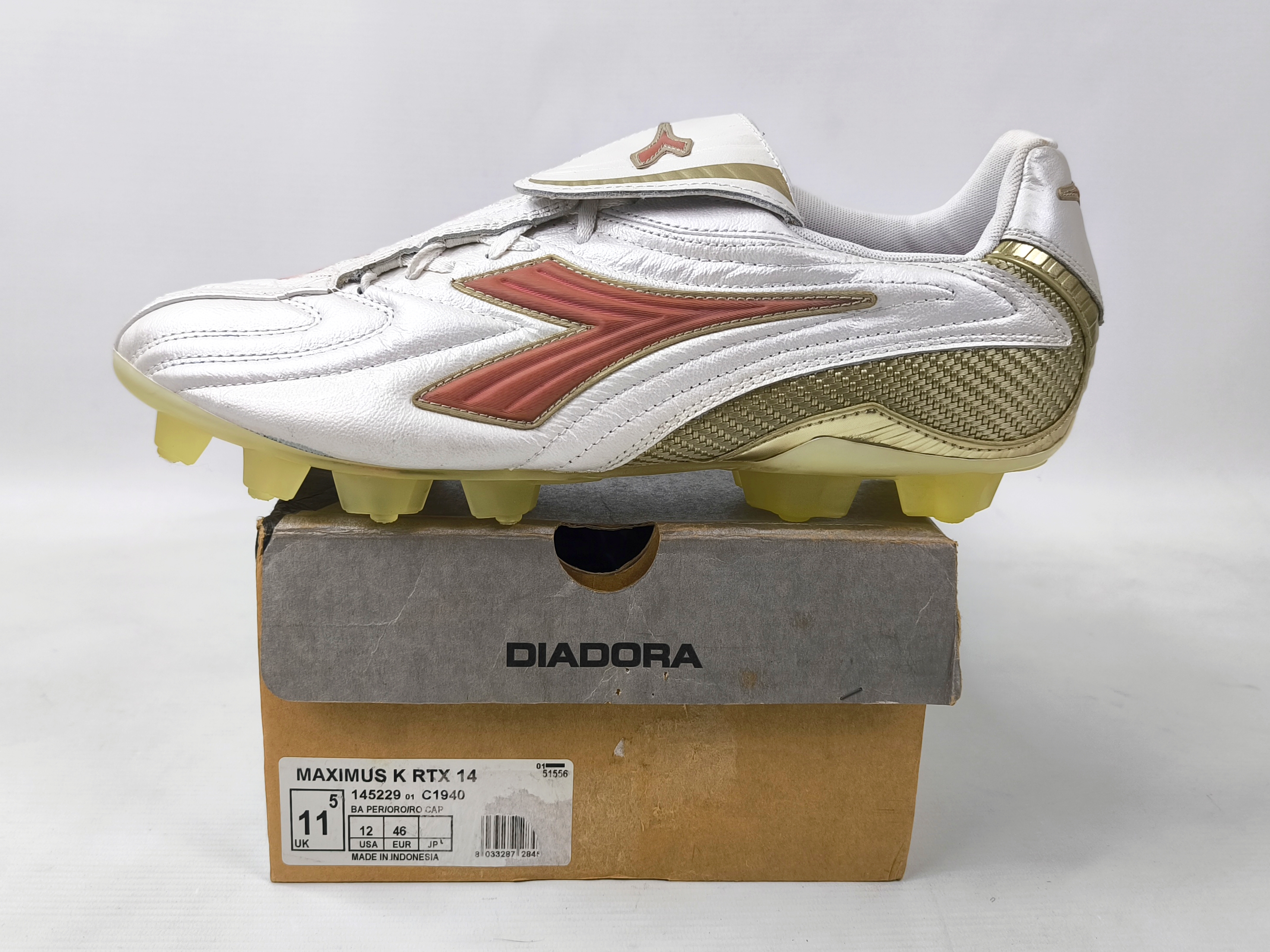Diadora Maximus K RTX 14 Fussball Schuhe EUR 46 / UK 11.5 silber 145229 K-Leder