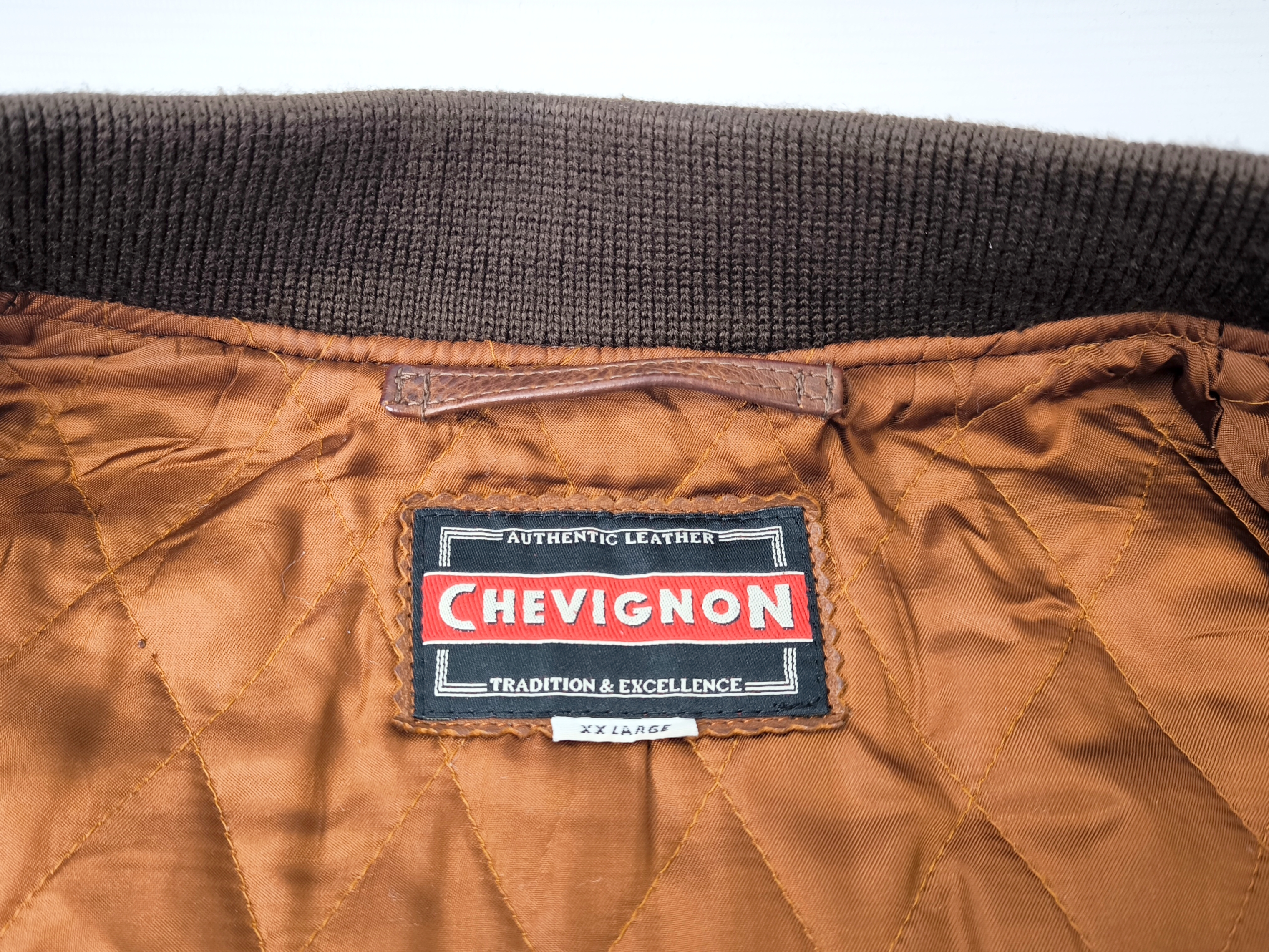 Chevignon Lederjacke braun Gr. XXL (XL) vintage 90s großes Rückenlogo