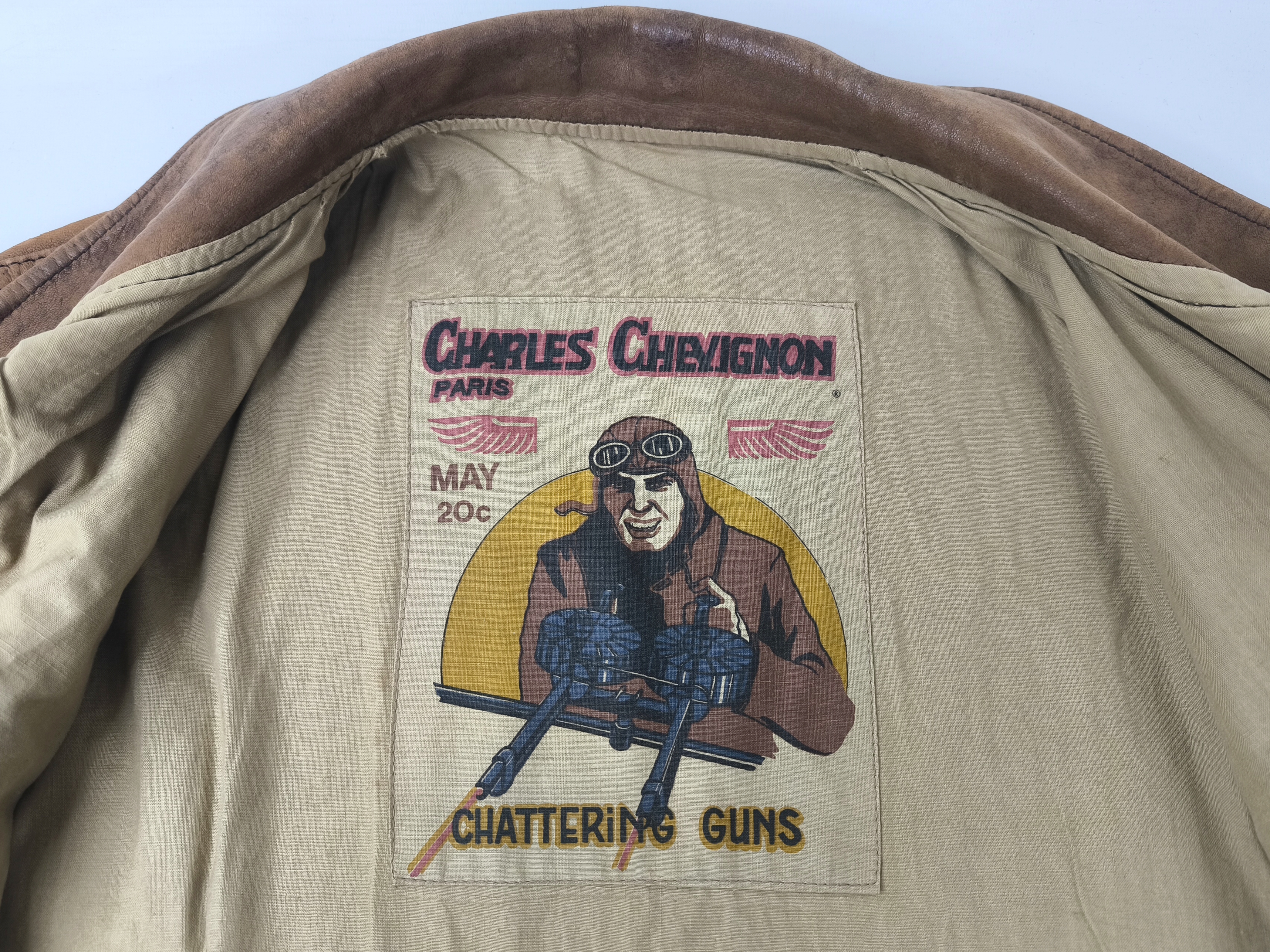 Chevignon Lederjacke braun Gr. XL (L) Fliegerjacke vintage 80s Old Flight Jacket