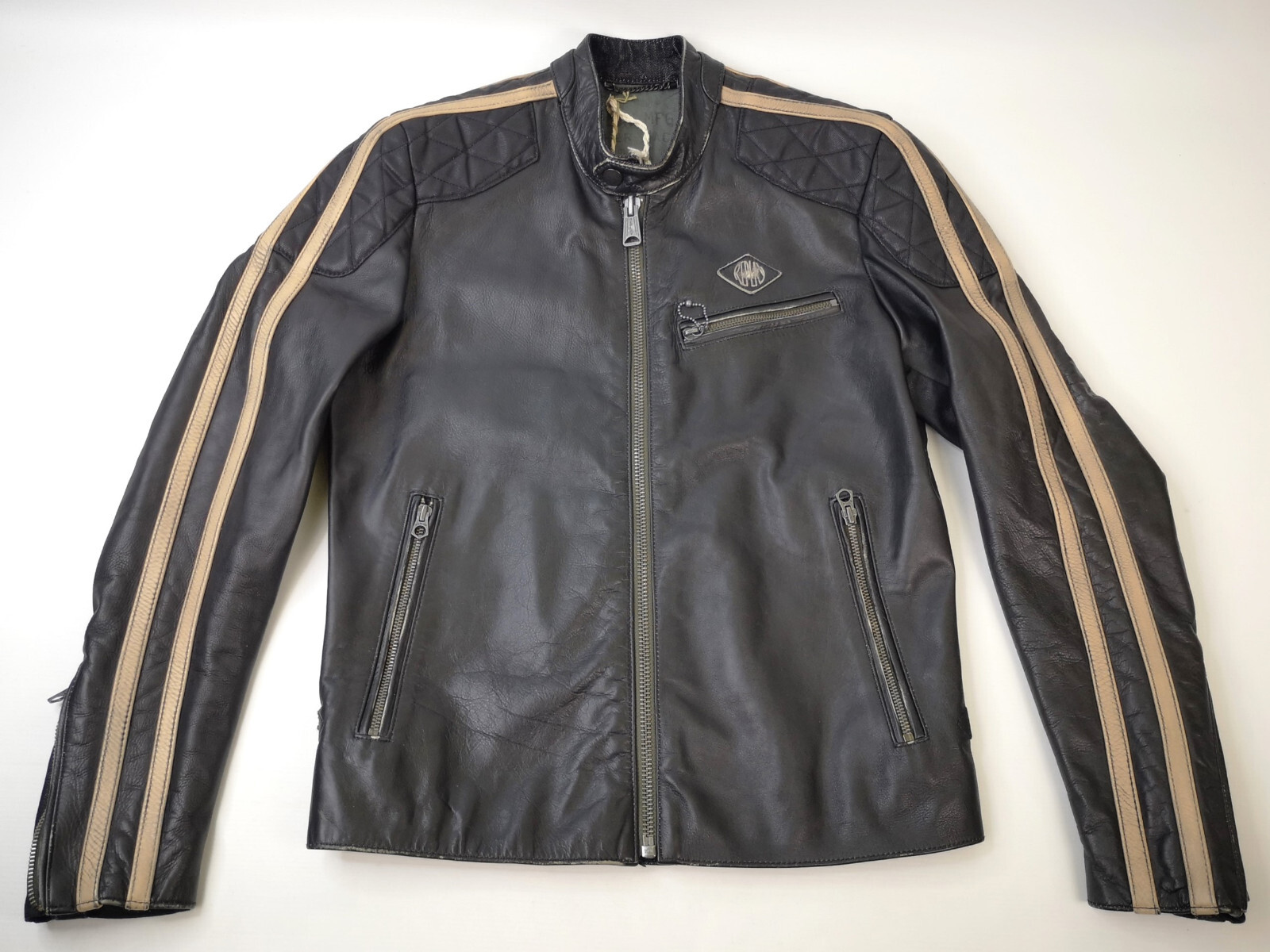 Replay Lederjacke schwarz Biker Jacke Gr. M Leder Mix Neu und ungetragen