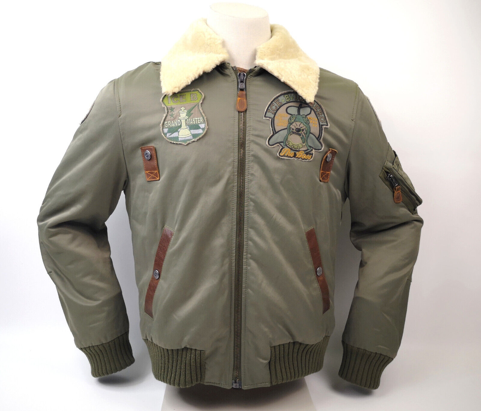 Iceberg Herren Jacke The Boss oliv Gr. 52 (L) Webpelz Kragen