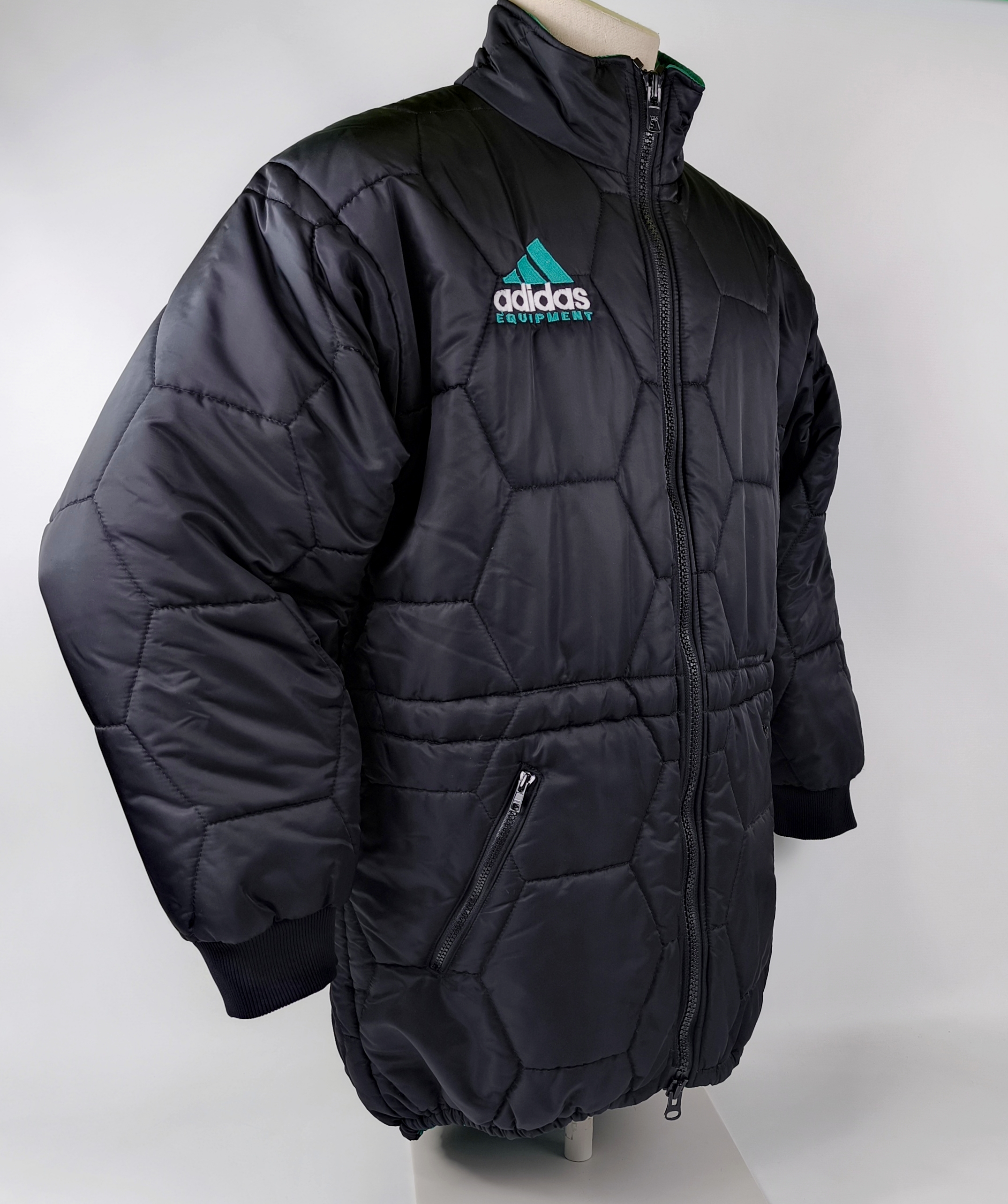 adidas Equipment Jacke schwarz Gr. D7 (L) Steppung vintage Stadionjacke 90s