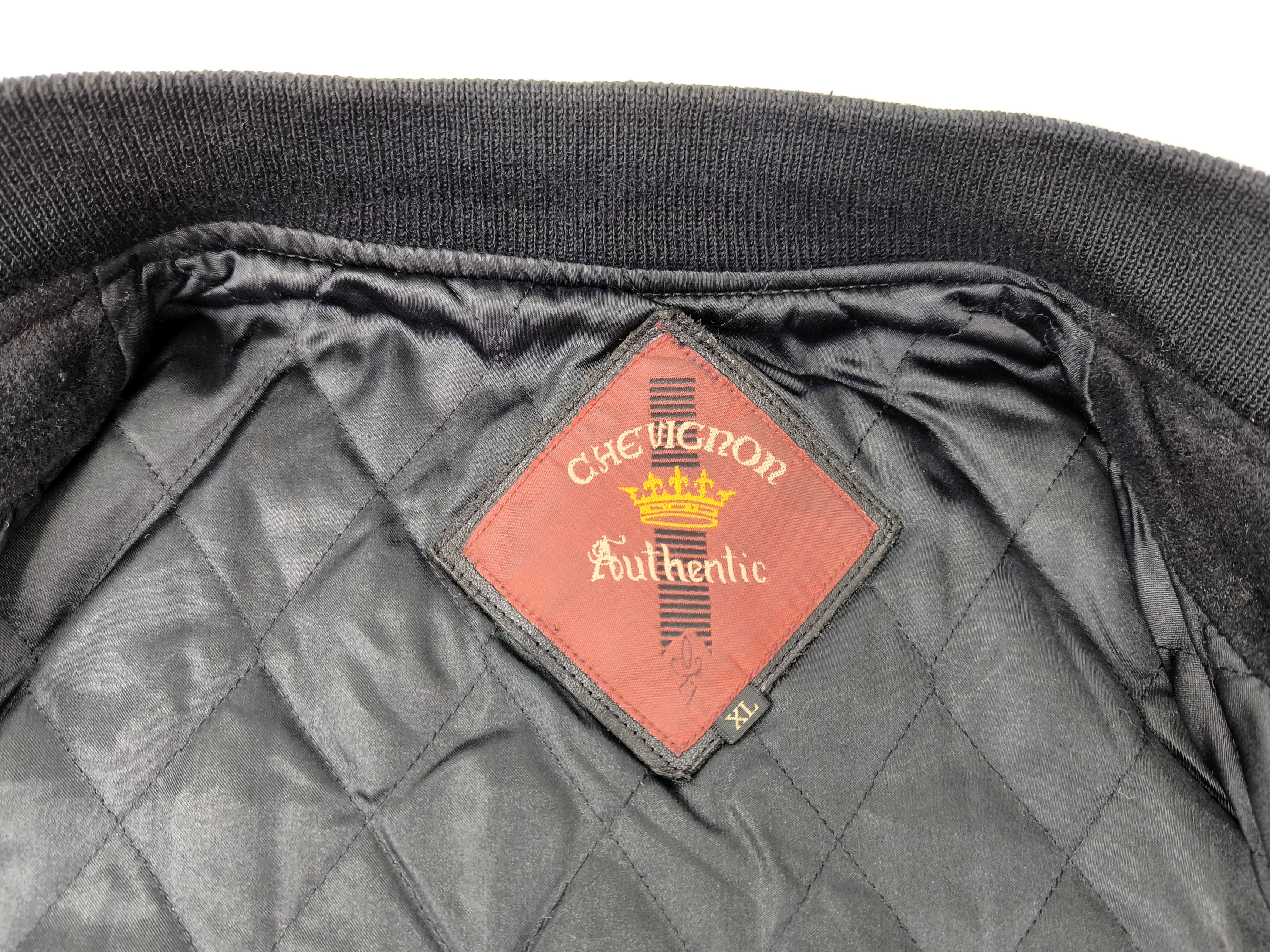 Chevignon Jacke Winter Leder Wolle Mix schwarz Gr. XL (L) 80s 90s vintage