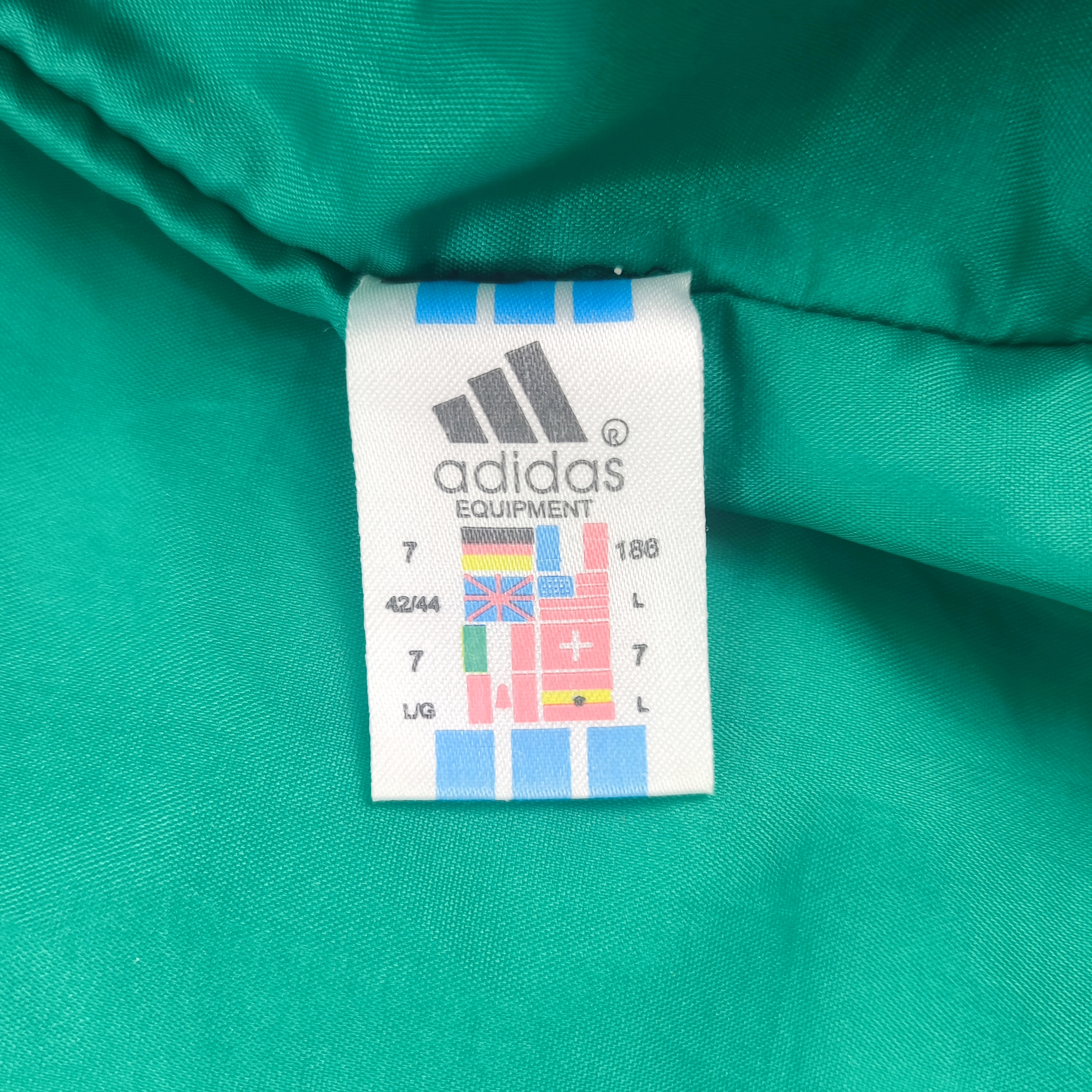 adidas Equipment Jacke schwarz Gr. D7 (L) Steppung vintage Stadionjacke 90s