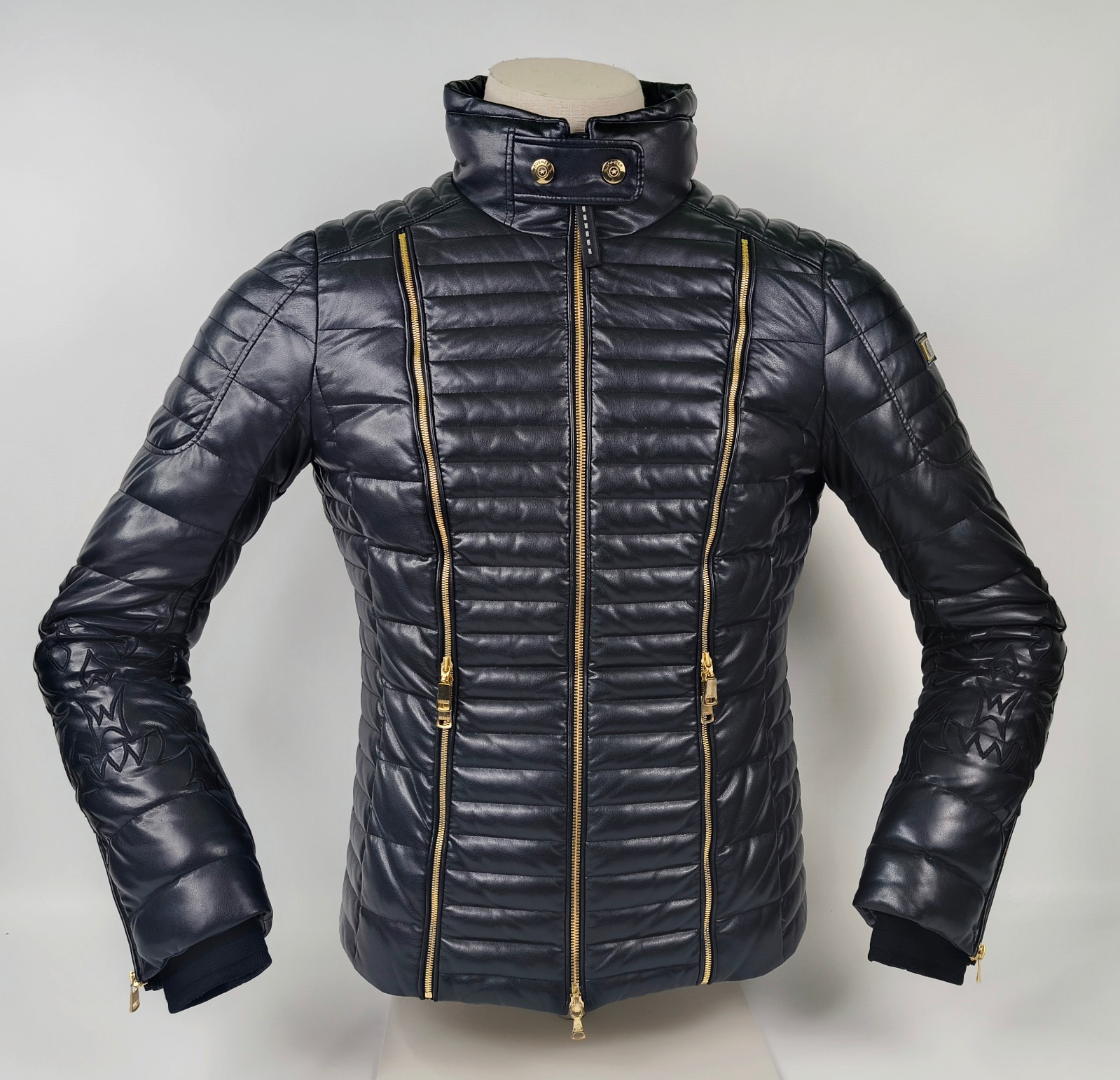 Bogner Skijacke / Daunenjacke Faux-Leder Gr. 40 (M/L) schwarz Luxus Carine-D