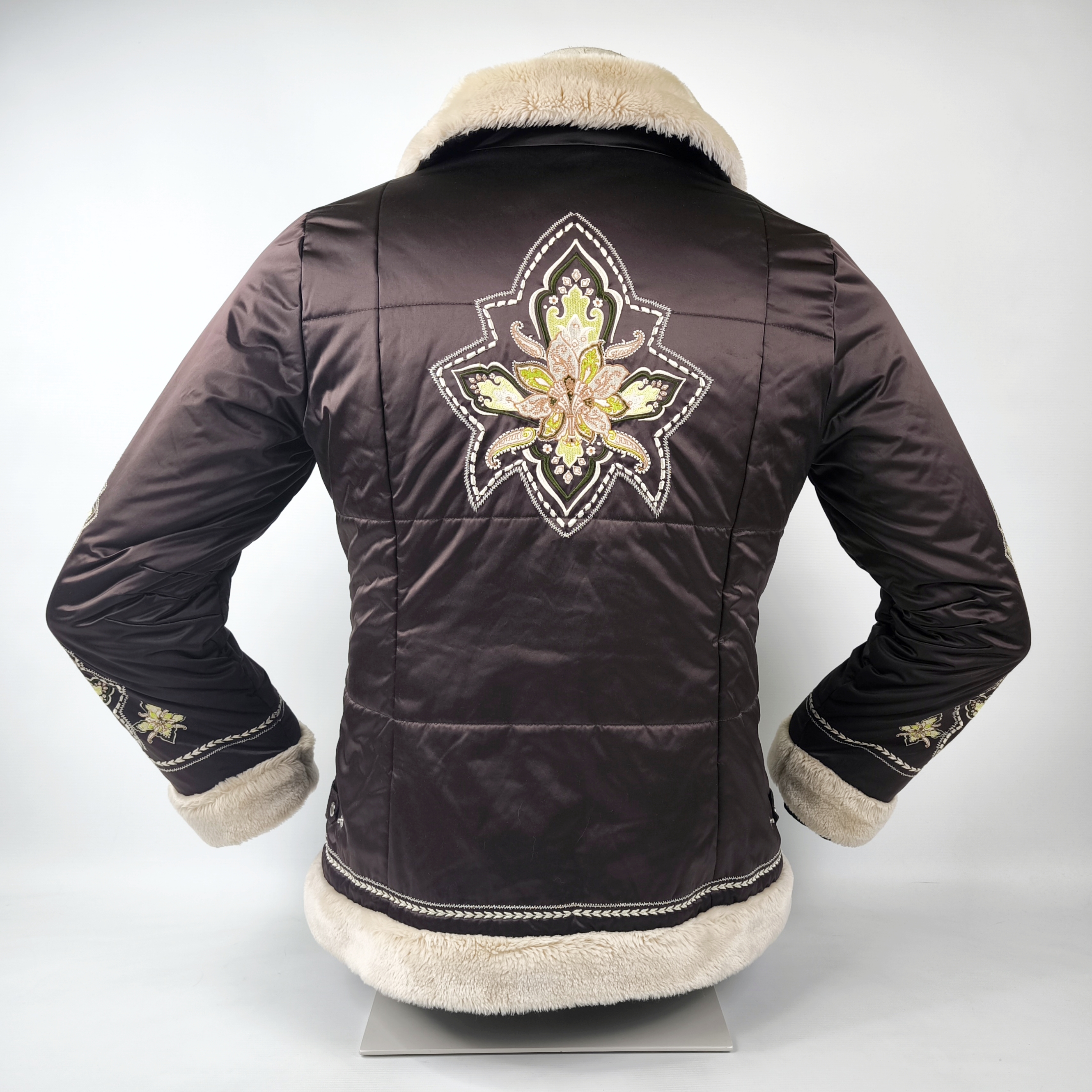 Bogner Skijacke Damen Gr. 40 (M/L) Webpelz orientalische Stickereien Jacke braun