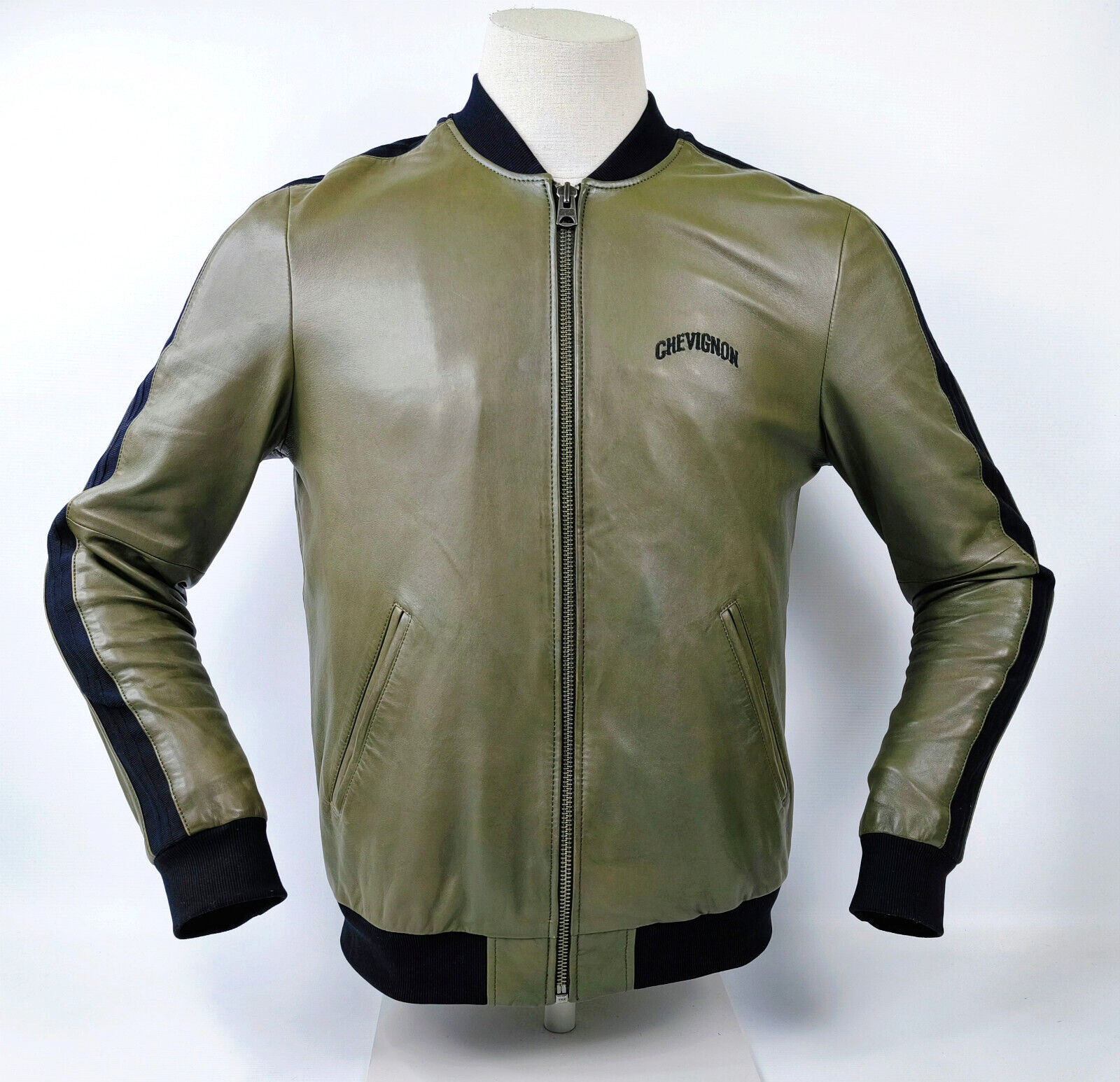 Chevignon Lederjacke grün Gr. XXL (XL) kleines Logo vorn Lammleder