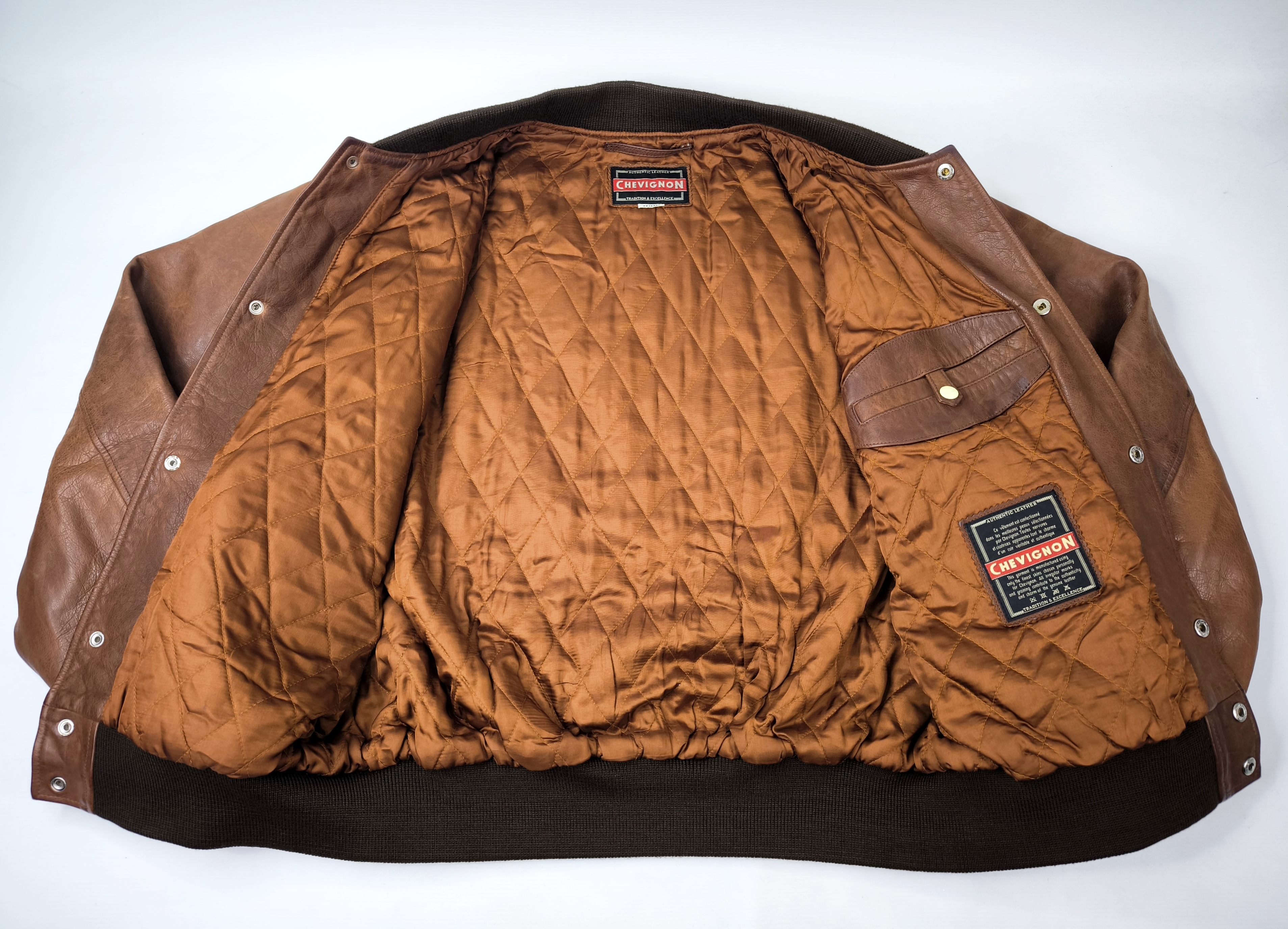 Chevignon Lederjacke braun Gr. XXL (XL) vintage 90s großes Rückenlogo