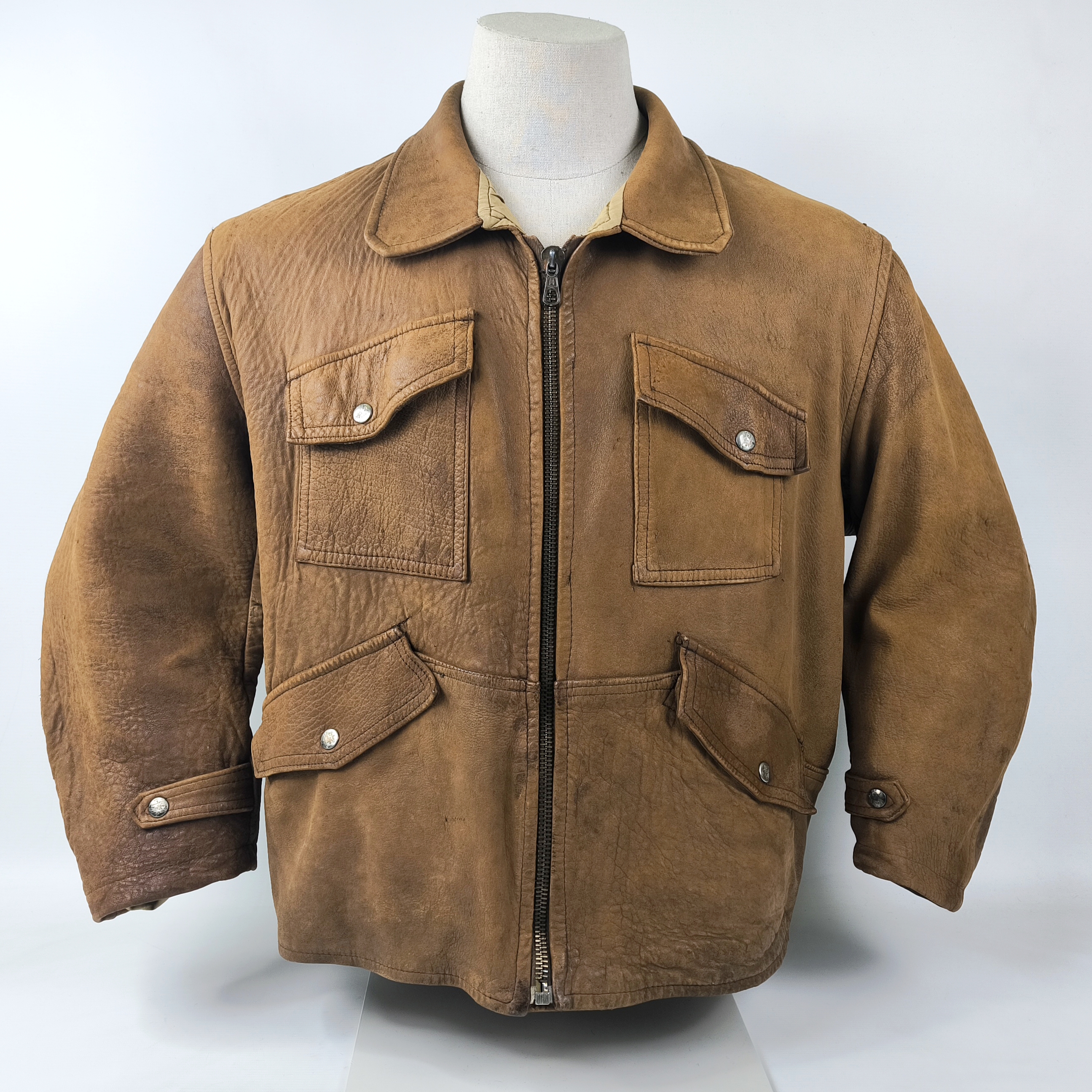 Chevignon Lederjacke braun Gr. XL (L) Fliegerjacke vintage 80s Old Flight Jacket