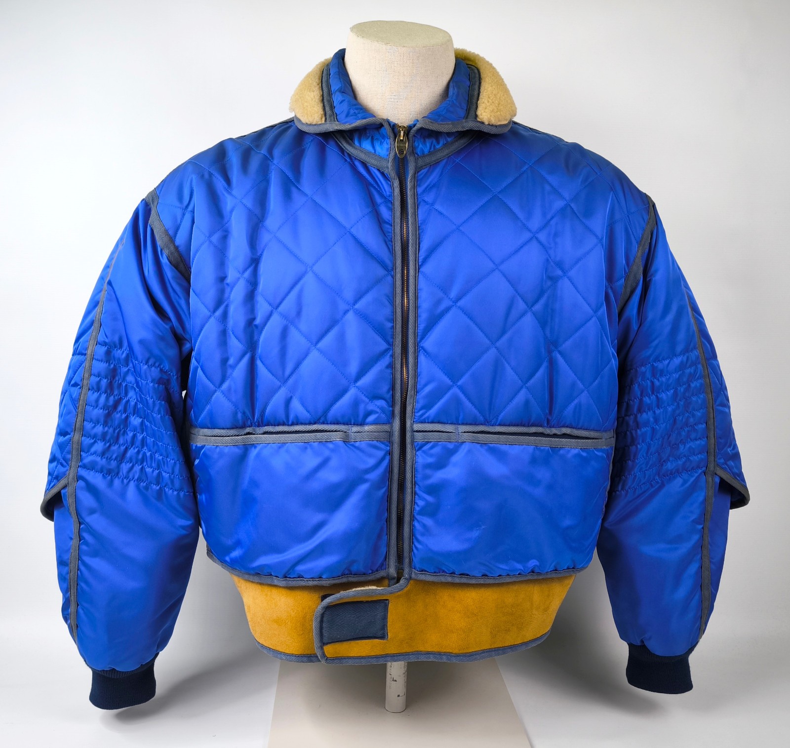 Chevignon Jacke Cosmos royalblau Gr. L vintage 80s Lammfell Bund Marine Stock