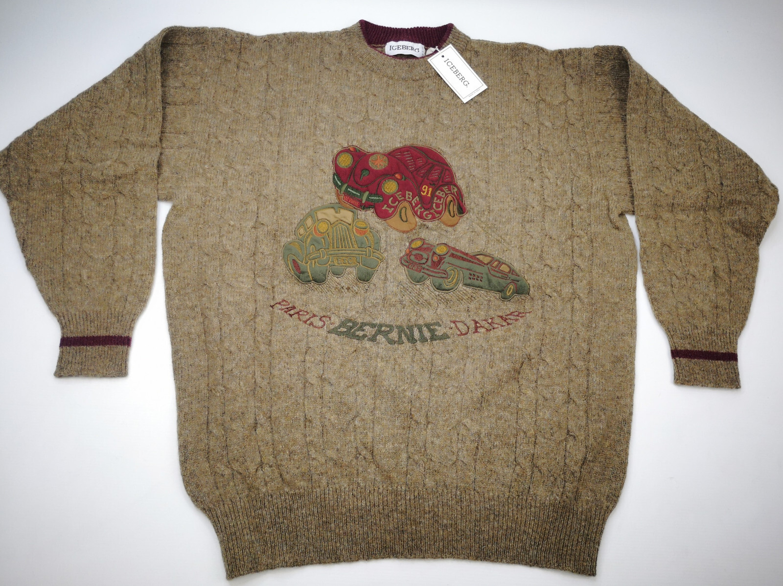 Iceberg Strick Pullover Paris Dakar NEU im Polybag Gr. V (L/XL) vintage 90s
