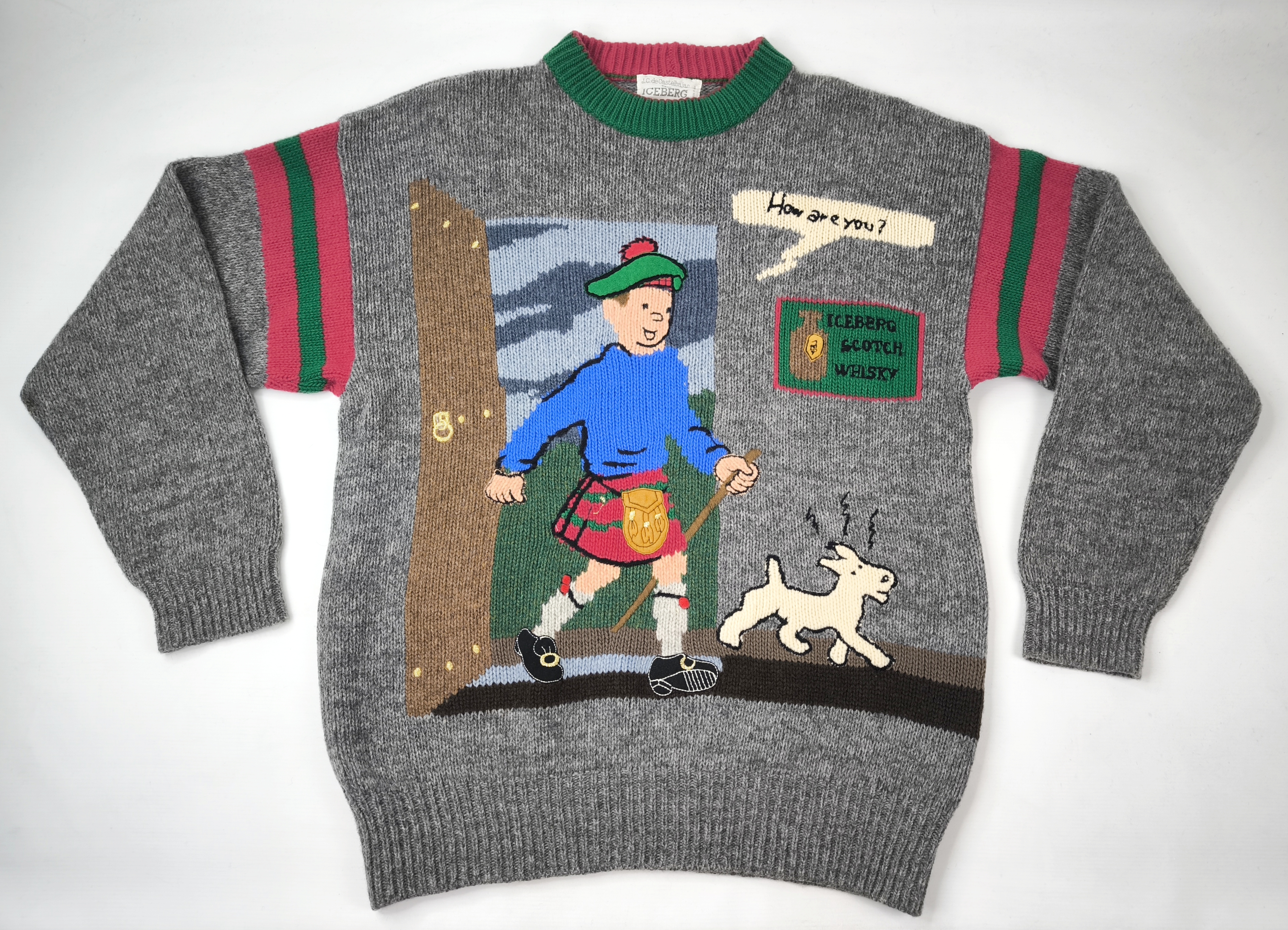 Iceberg JC de Castelbajac Strick Pullover Gr. L/XL Tim und Struppi Italy 90s