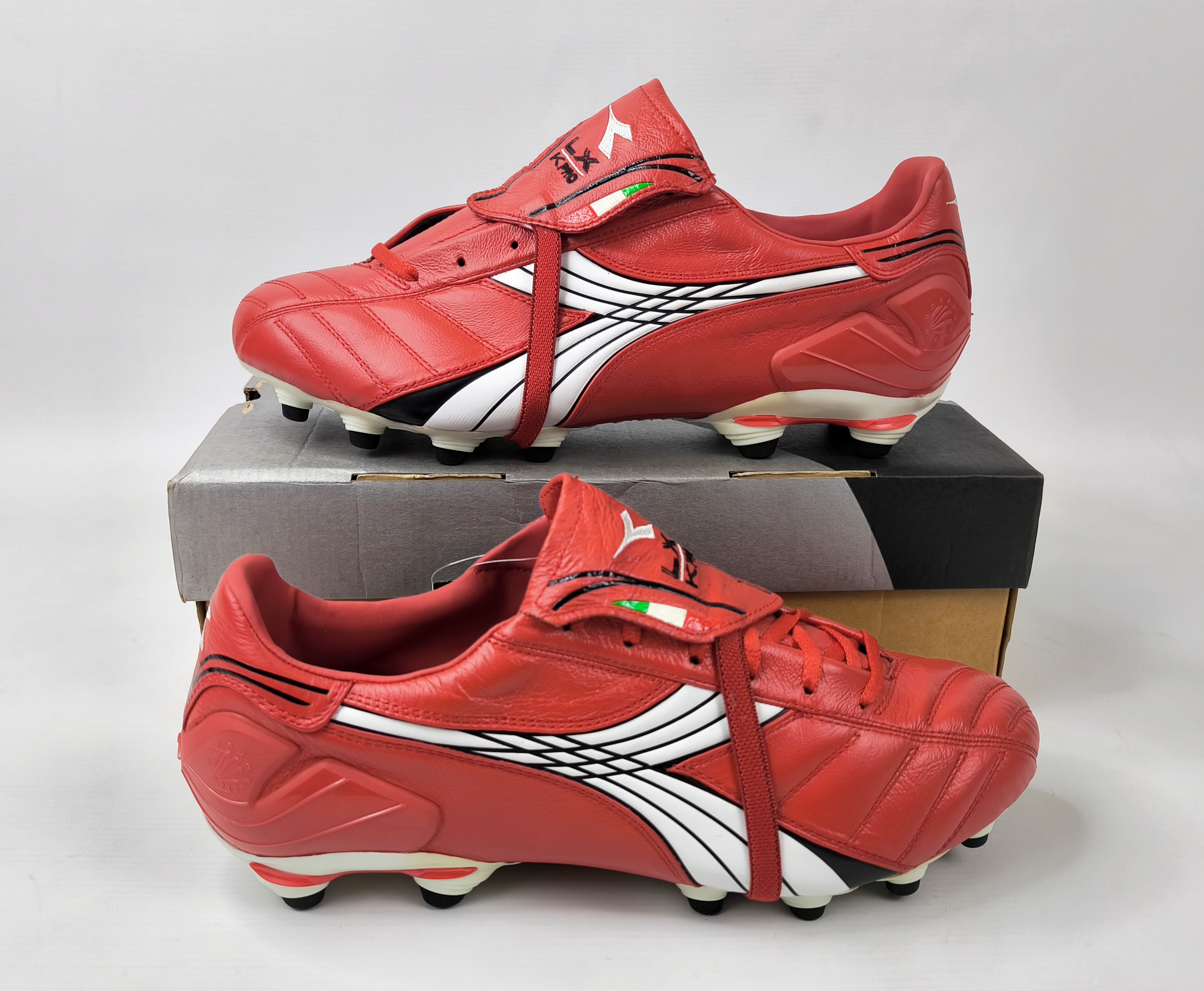 Diadora LX K-Pro 2 MG 14 Fussball Schuhe EUR 46 / UK 11.5 rot 152089 K-Leder
