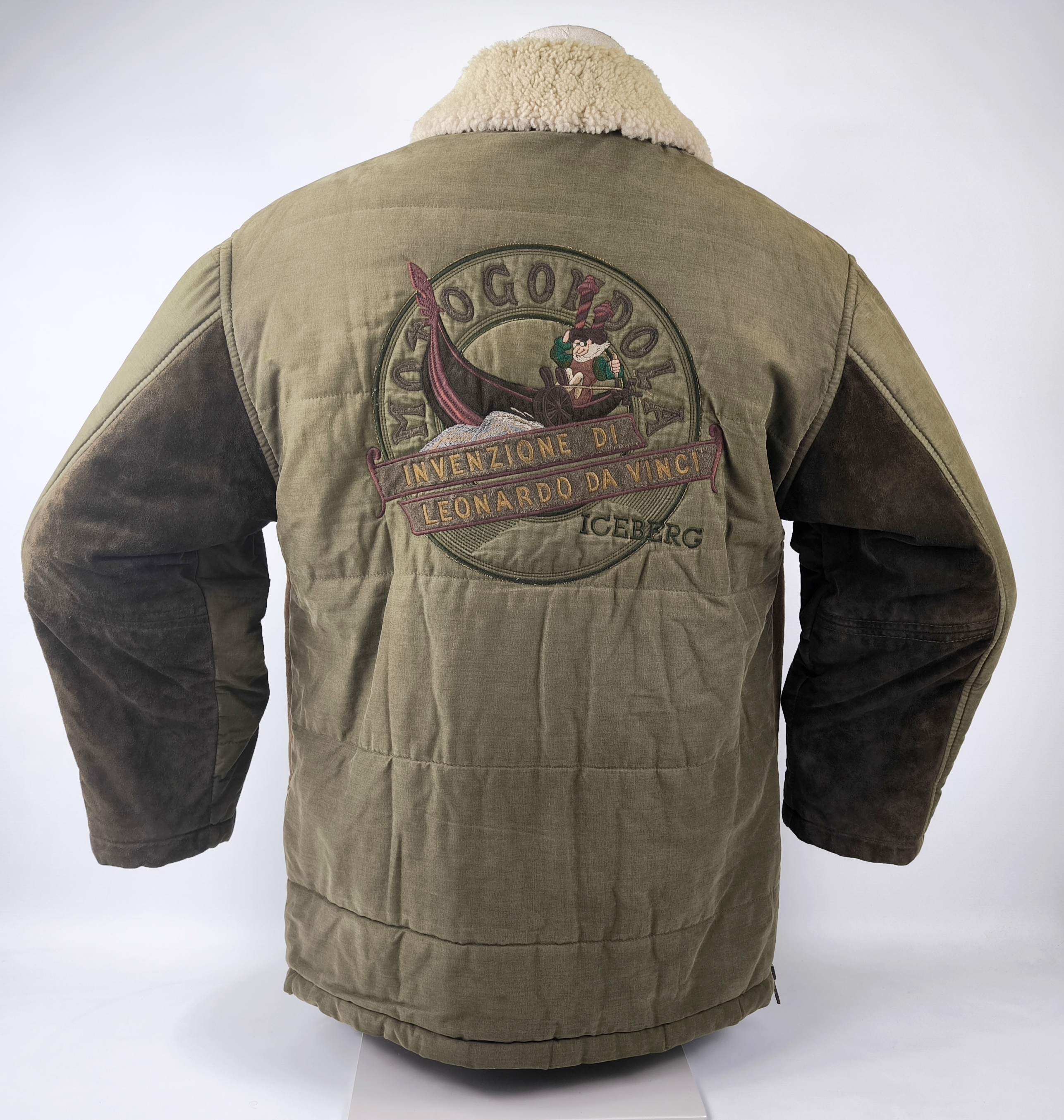 Iceberg Lederjacke Lamm Leder Jacke Parka Gr. L vintage 90s Leonardo Da Vinci