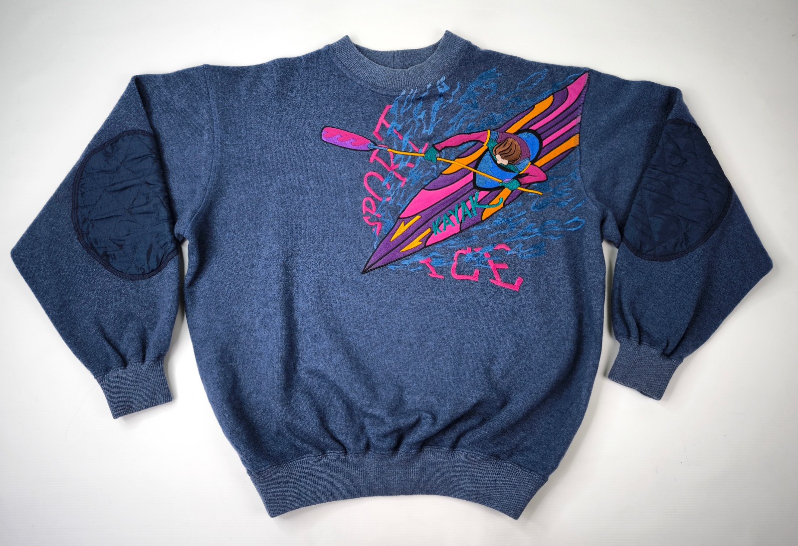 Sport Ice by Iceberg Strick Pullover Kayak Gr. M Italy vintage 90s blau meliert