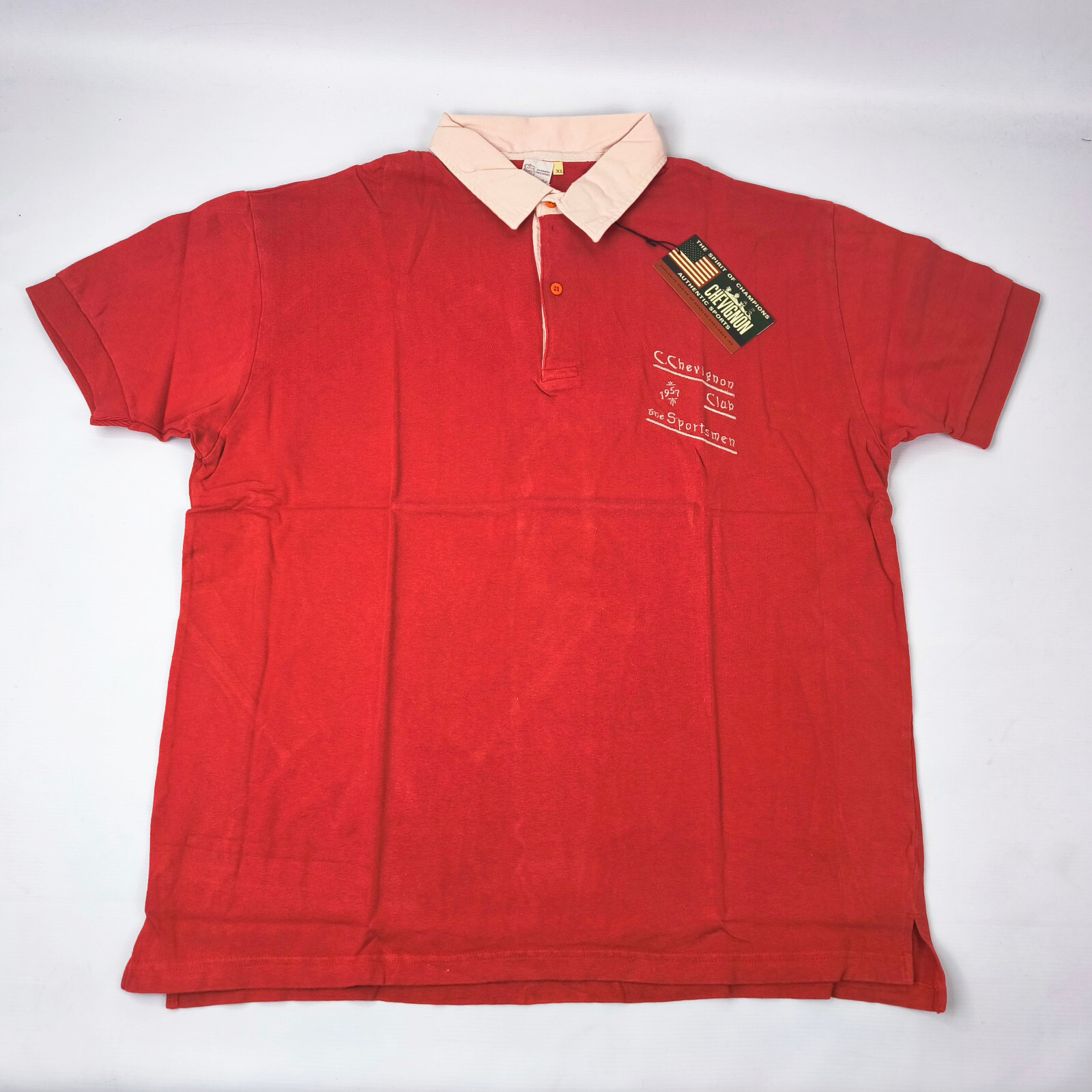 Chevignon Shirt Poloshirt "The Sportsmen" rot Gr. XL original 90s vintage