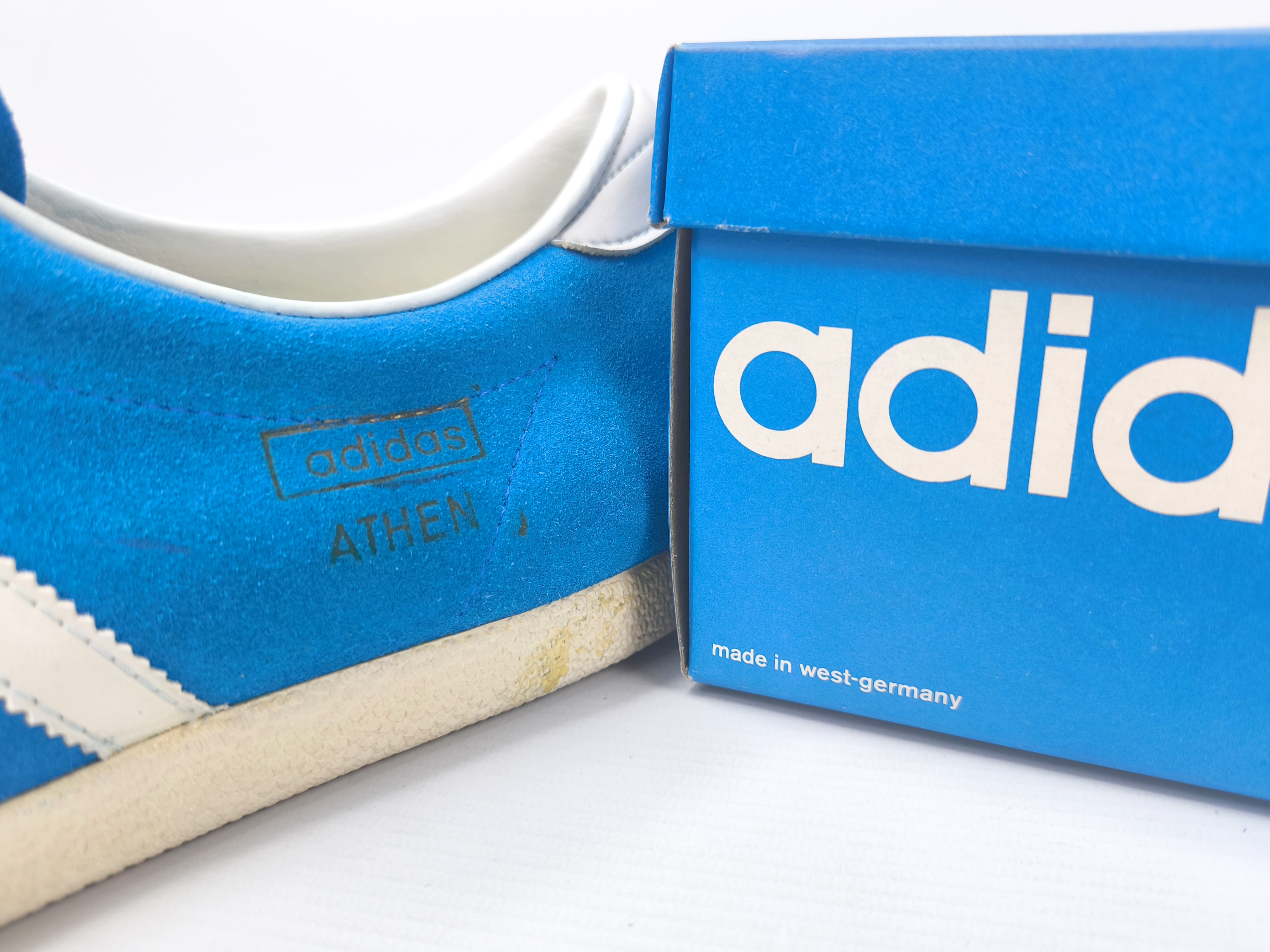 adidas Athen Schuhe EUR 45 1/3 UK 10.5 Made in West Germany 70s suede trainers