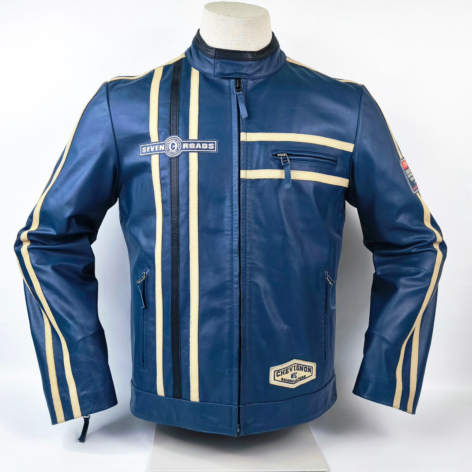 Chevignon Büffel Lederjacke Seven Roads Roadmasters Gr. XL (schmal) Biker NEU