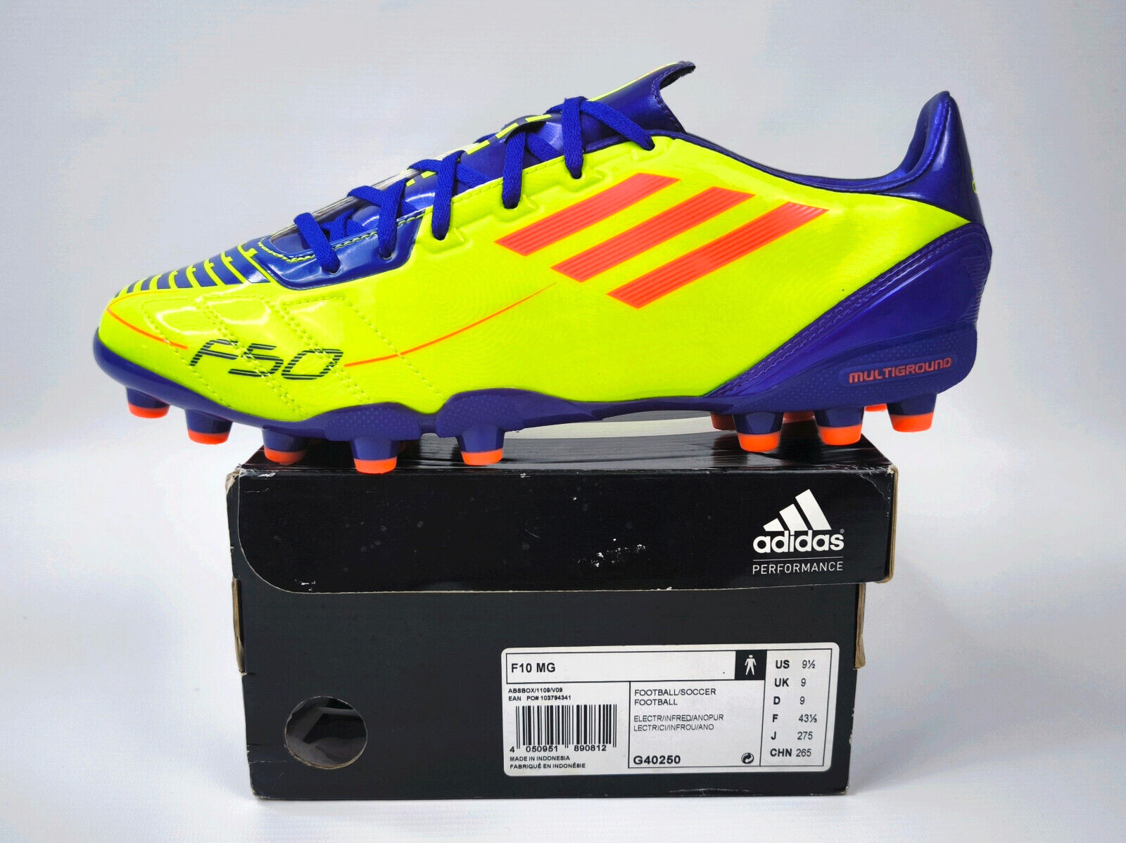 adidas F50 F10 MG 2011 Fussball Schuhe Gr. EUR 43 1/3 / UK 9 G40250 neu