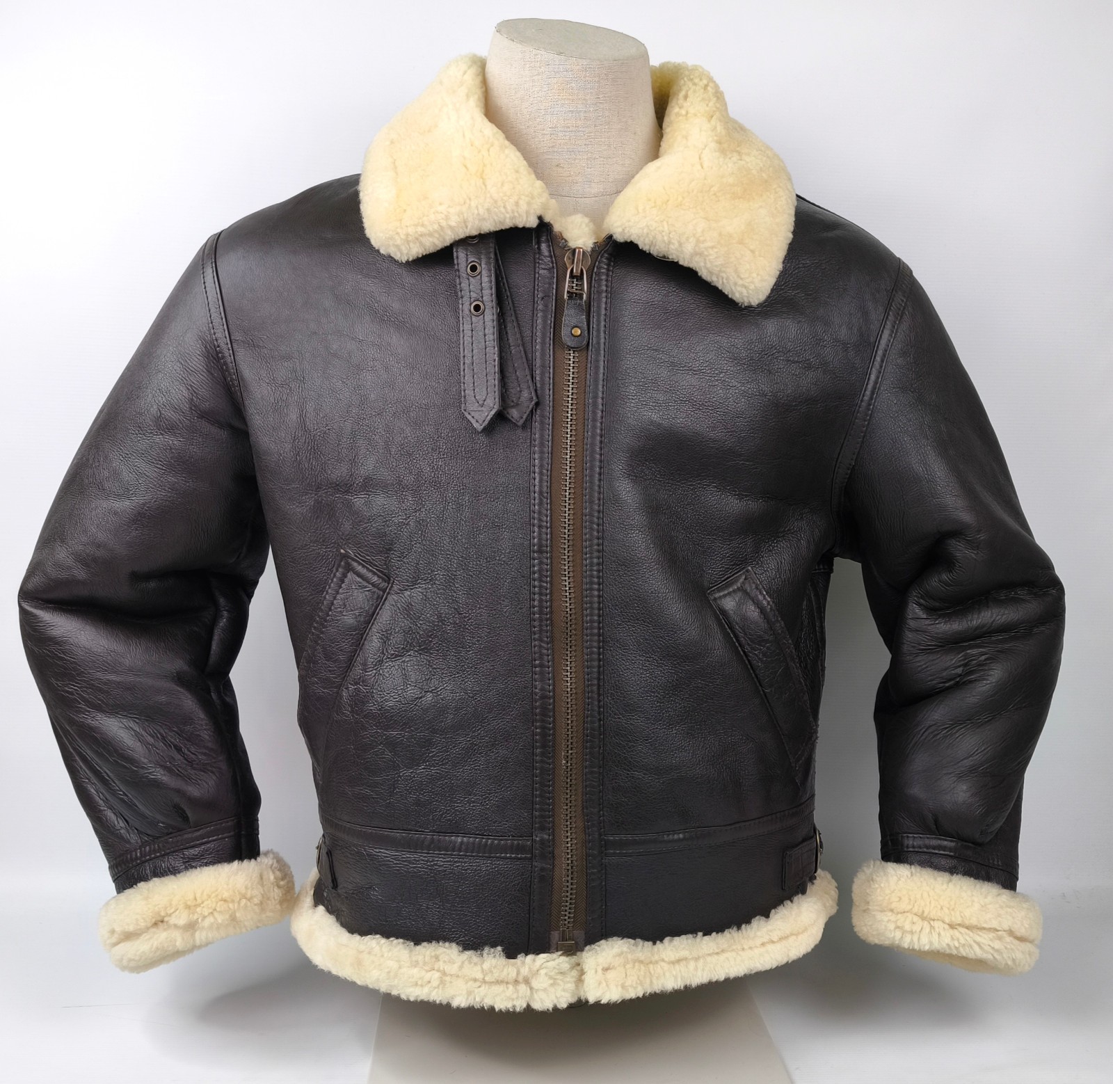 Naf Naf Lederjacke Lammfell braun Gr. M Flying Wear vintage 90´s
