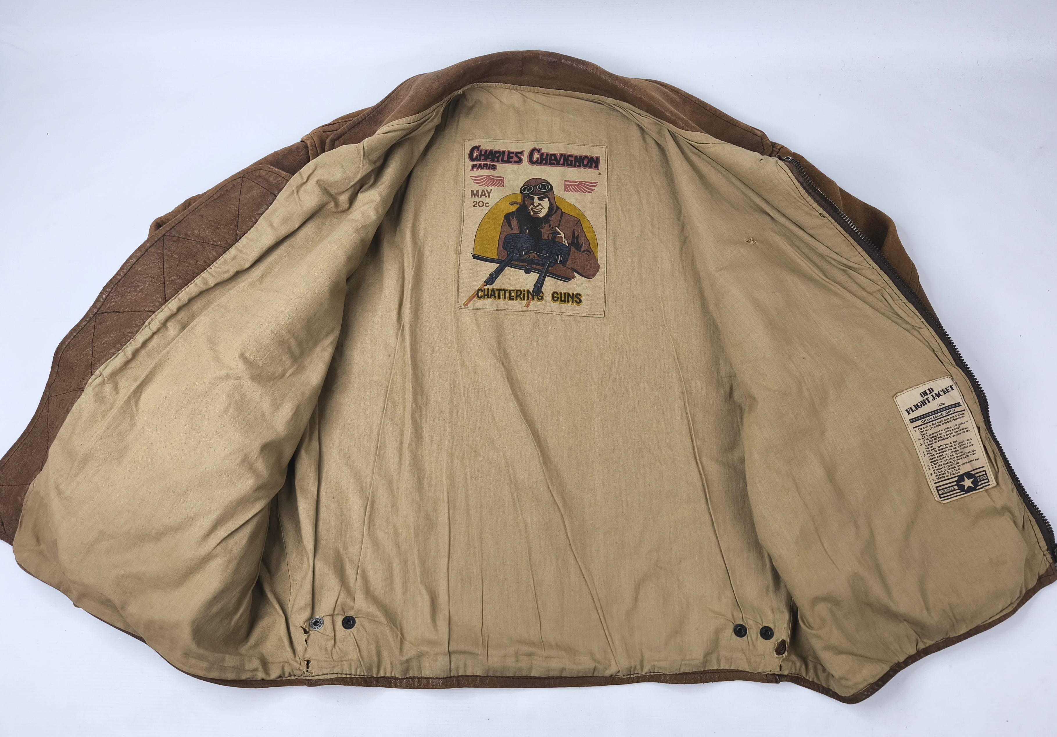 Chevignon Lederjacke braun Gr. XL (L) Fliegerjacke vintage 80s Old Flight Jacket