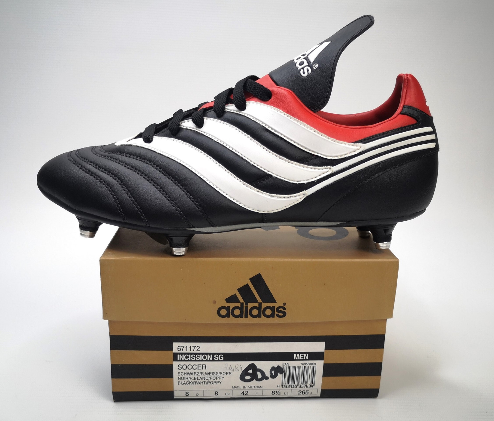 adidas Incission SG Fussballschuhe aus 2001 Eur 42 / UK 8 predator 671172