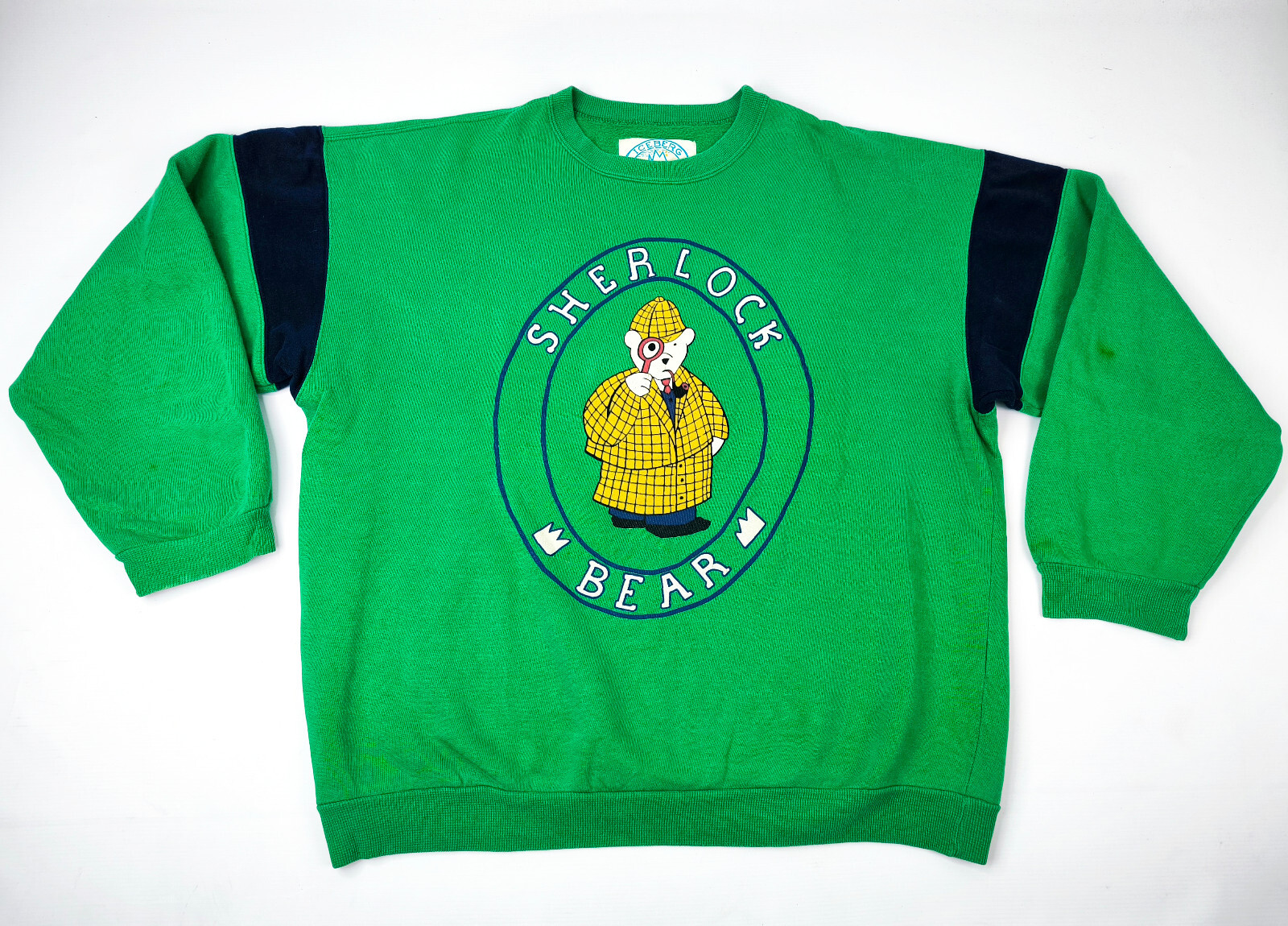 Iceberg Sport Ice Pullover Sherlock Bear grün Gr. XL Sweater vintage 90s