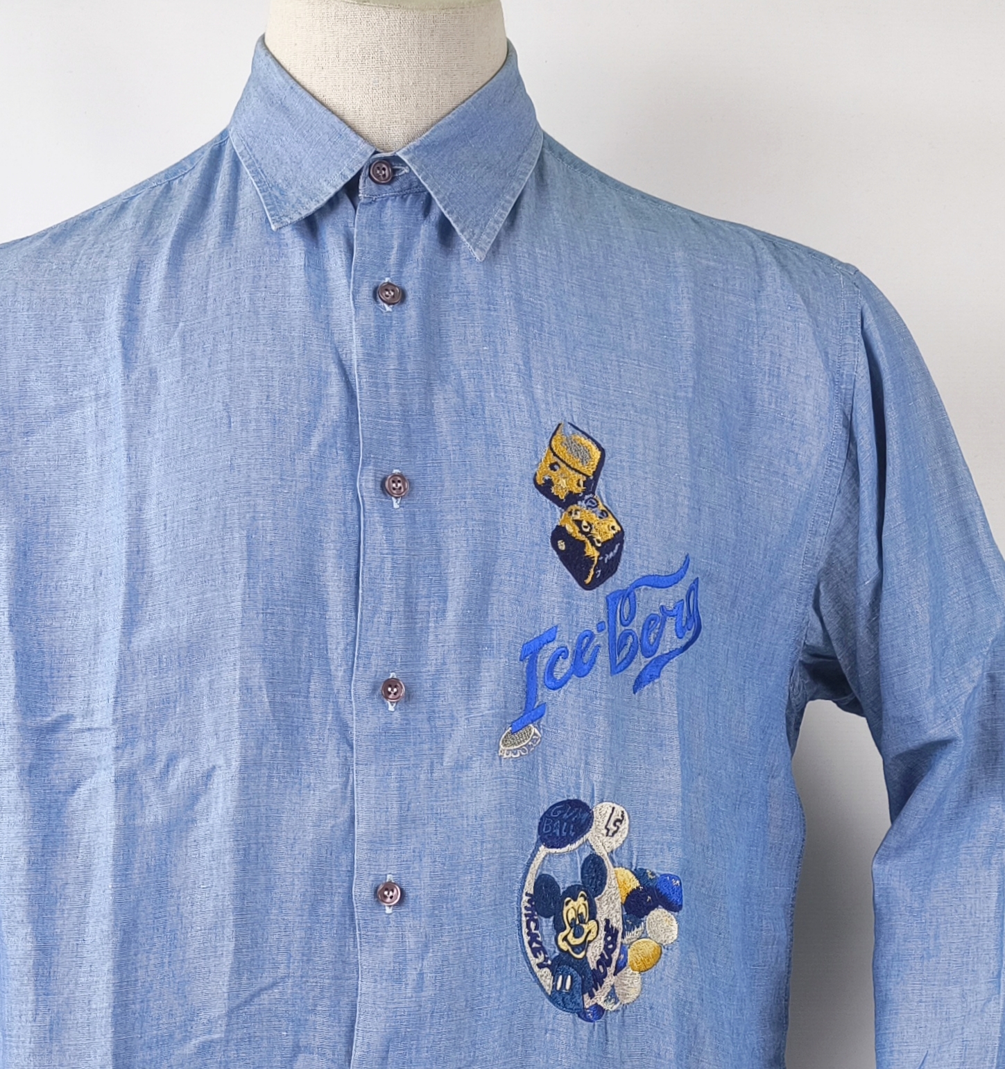 Iceberg Jeans Hemd Mickey Gumball Gr. XL Italy 90s Logo vintage