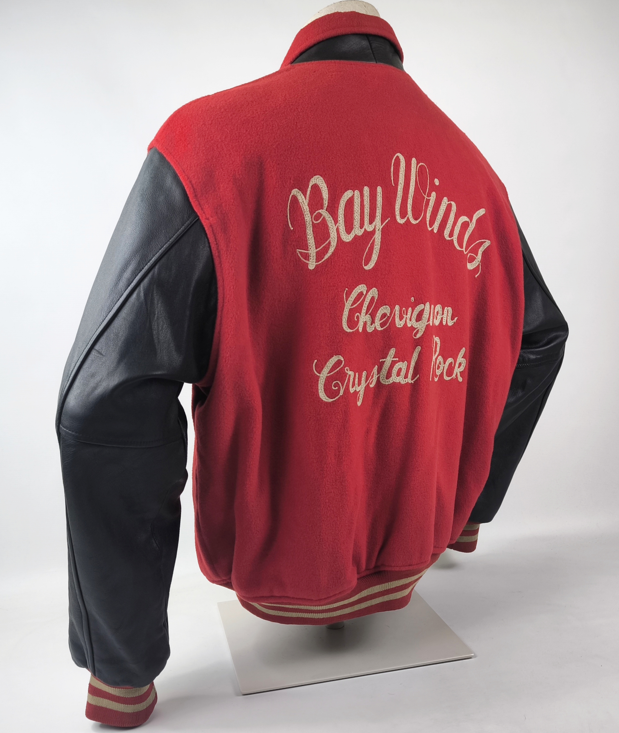 Chevignon Jacke College Bay Winds rot schwarz Gr. XXL (XL) Wolle Leder Mix 80s