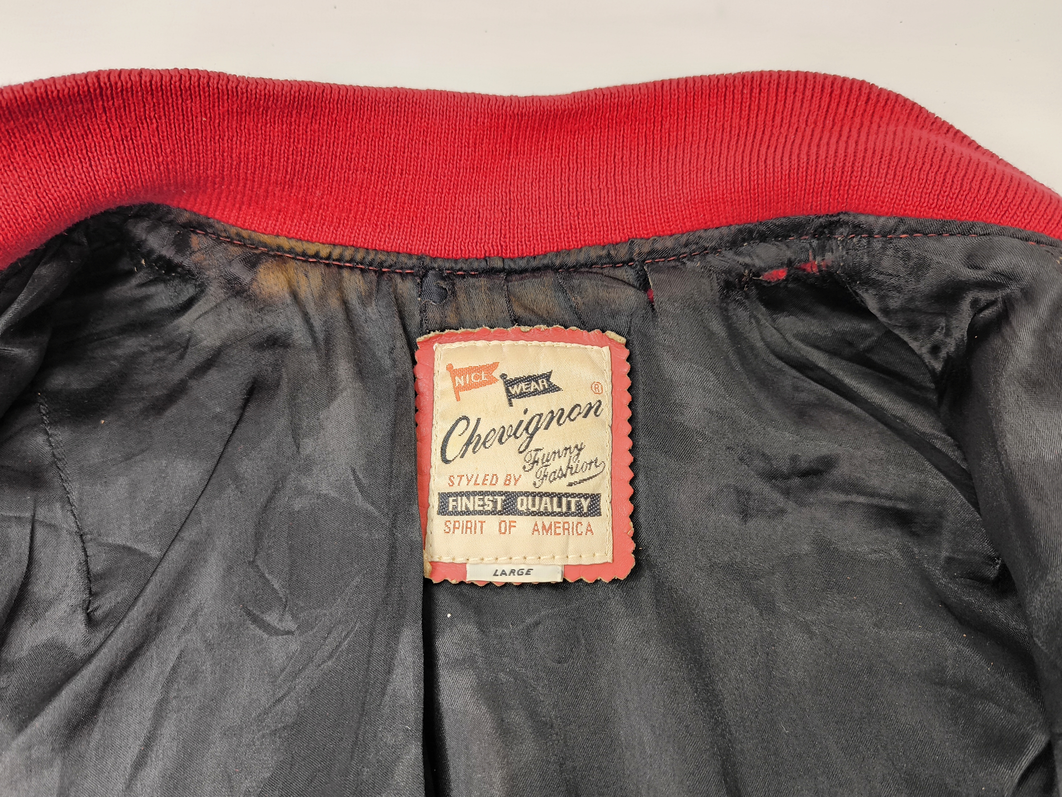 Chevignon Lederjacke rot Gr. L (M) vintage 90s großes Rückenlogo
