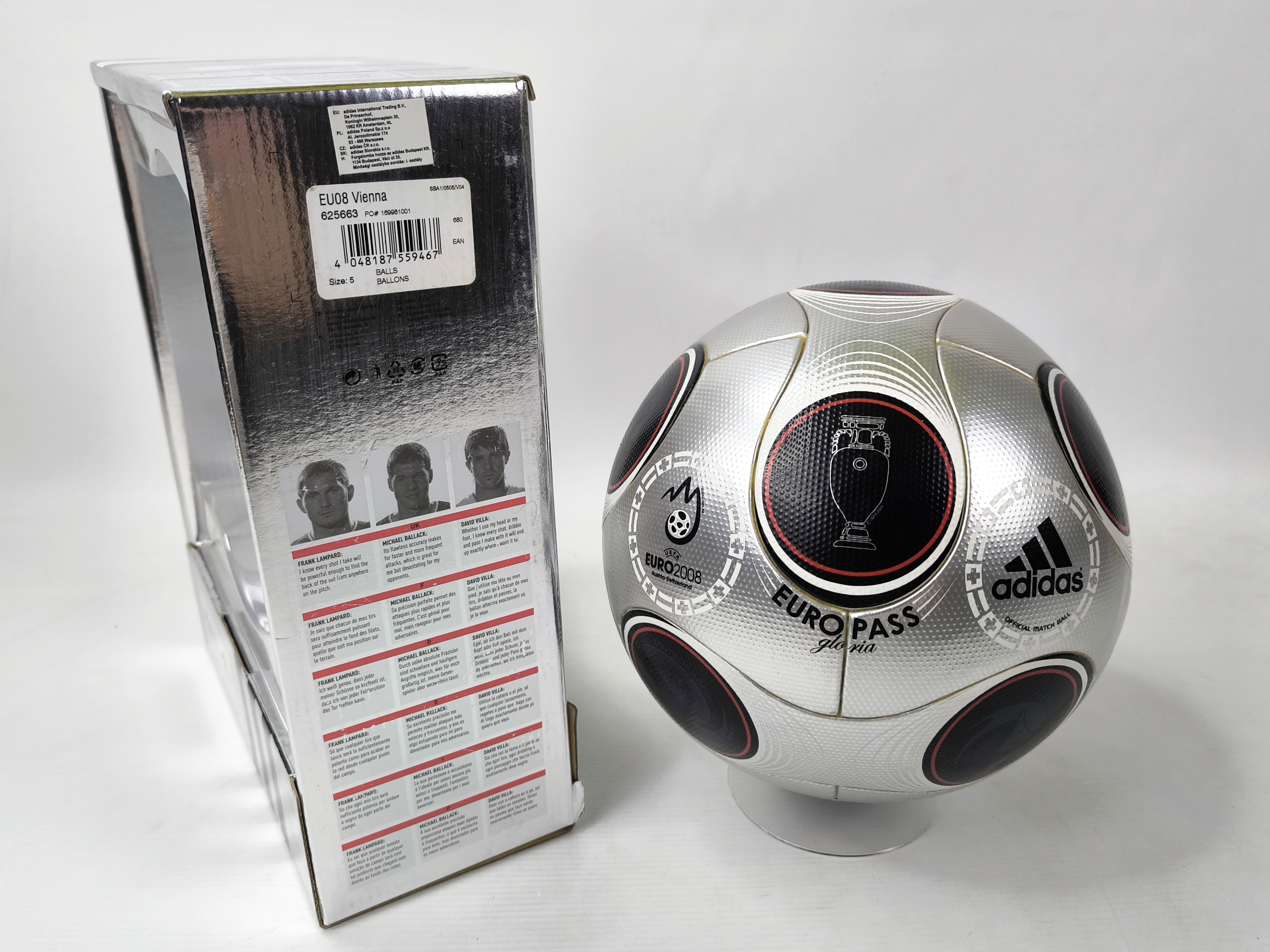adidas Fußball Europass Gloria EM Euro 2008 Official Matchball final Vienna neu