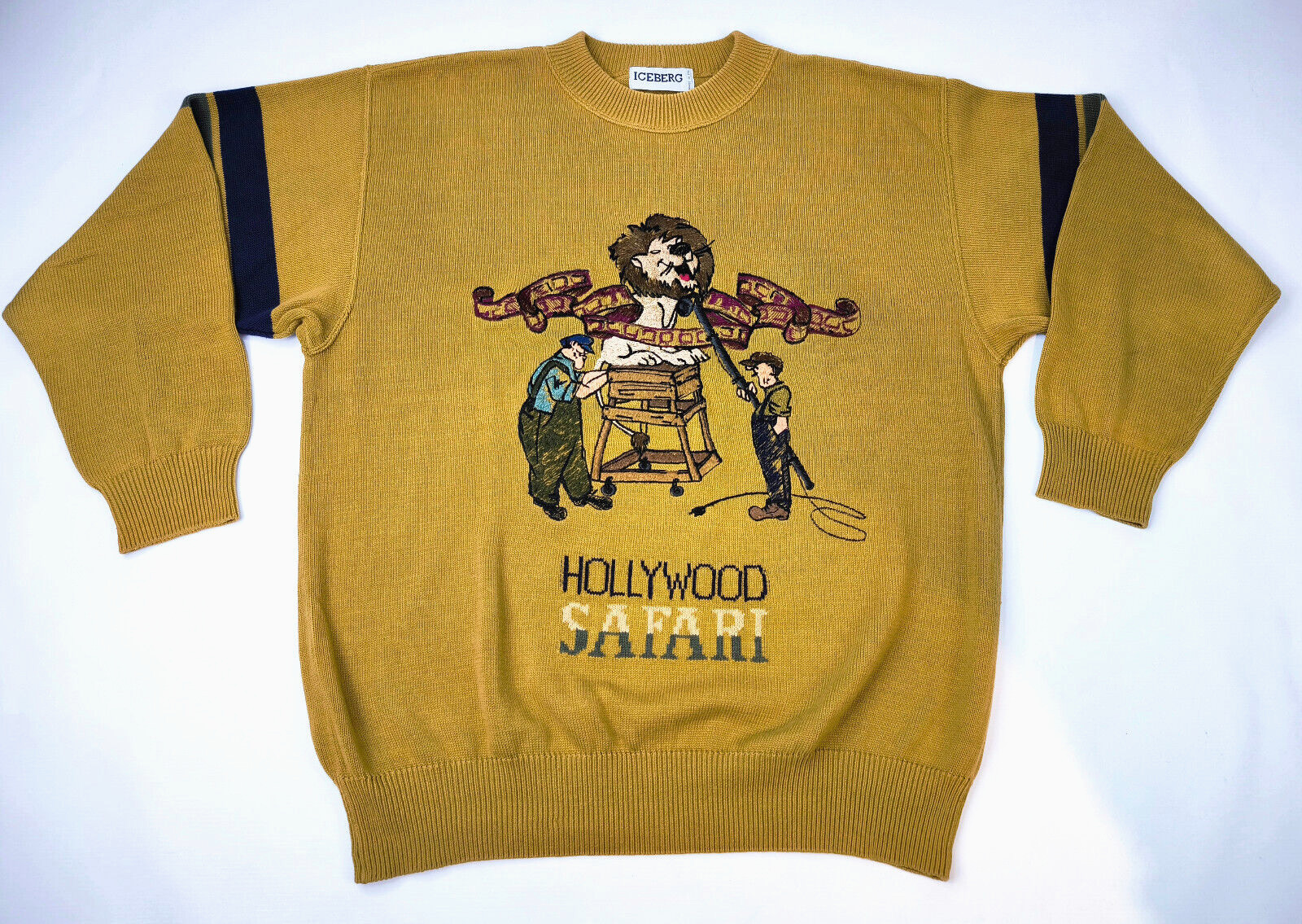 Iceberg Pullover Hollywood Safari Gr. IV (L) ocker vintage 90s